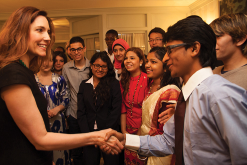 Assistant Secretary of State for Educational and Cultural Affairs Evan Ryan (see page 38) meets with English Access Microscholarship Program recipients. Source: State Dept.